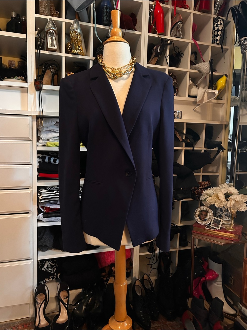 BCBGMaxAzria Navy Single-Button Tailored Blazer